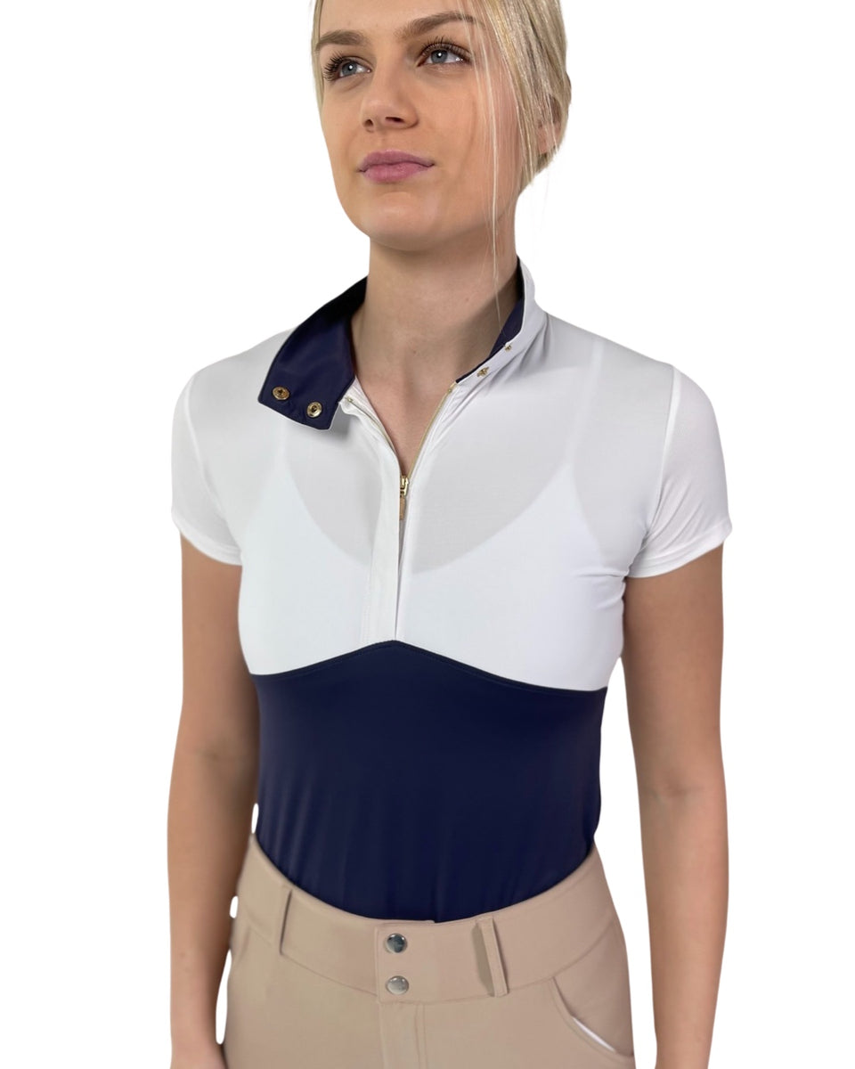 70° The Short Sleeve Chevron Block Show Shirt + Convertible Polo- in Navy M / White/ Classic Navy